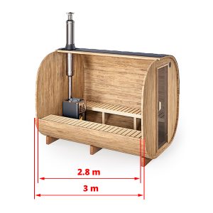 3m Sauna tonneau cube pour 6 pers. (SQR3)