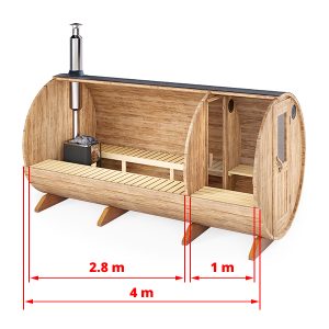 4m Sauna tonneau avec vestiaire pour 8 personnes (S4P)