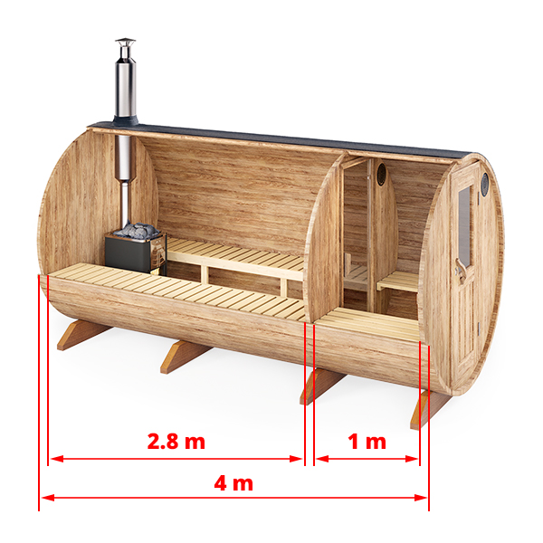 4m Sauna tonneau avec vestiaire pour 8 personnes (S4P) – Image 2